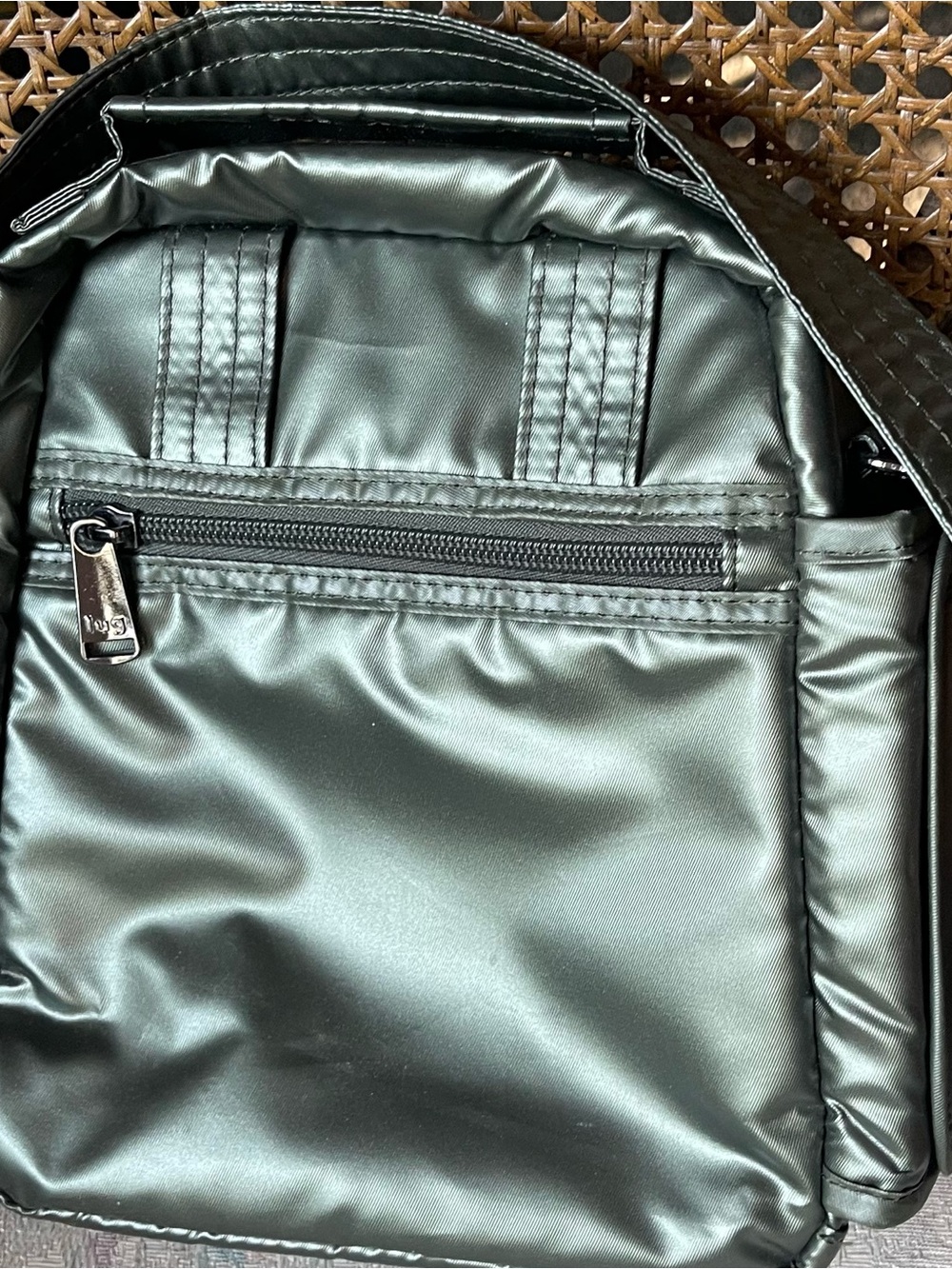 lug Men's Shiny Dark Green Nylon Backpack